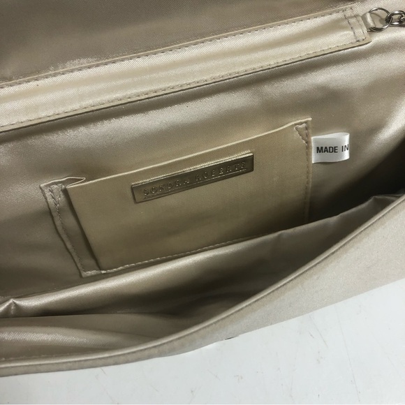 SONDRA Roberts Satin Triple Bow Taupe Clutch - Picture 6 of 11